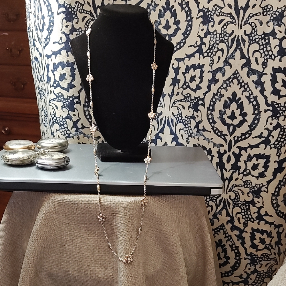 Brighton Silver Floral Station Long Necklace